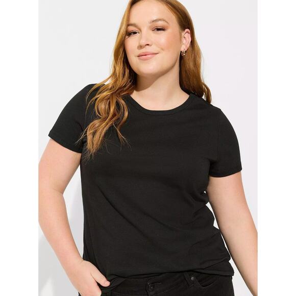 Torrid Deep Black Vintage Cotton Jersey Crew Neck Tee Plus Size 1X - Picture 1 of 8